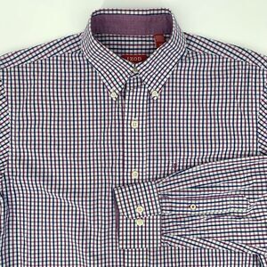 IZOD White Blue Purple Check‎ Flip Cuff Long Sleeve Button Up Men's Shirt Size S